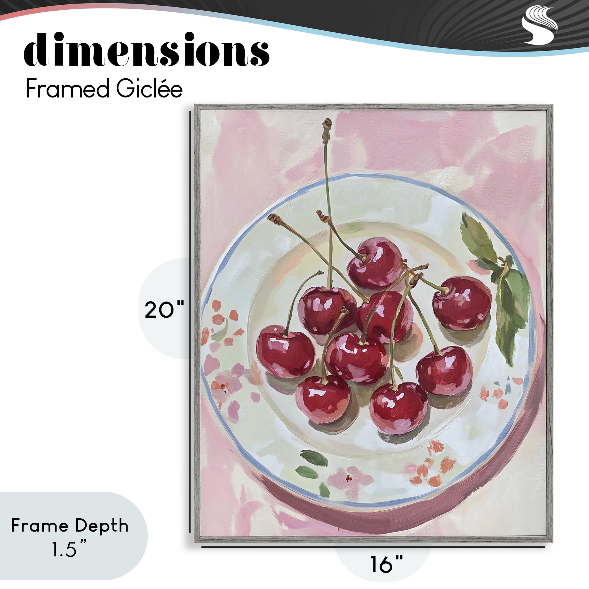 Stupell Industries Plate of Summer Cherries Gray Framed Giclee Art, design by The Prints Vibe