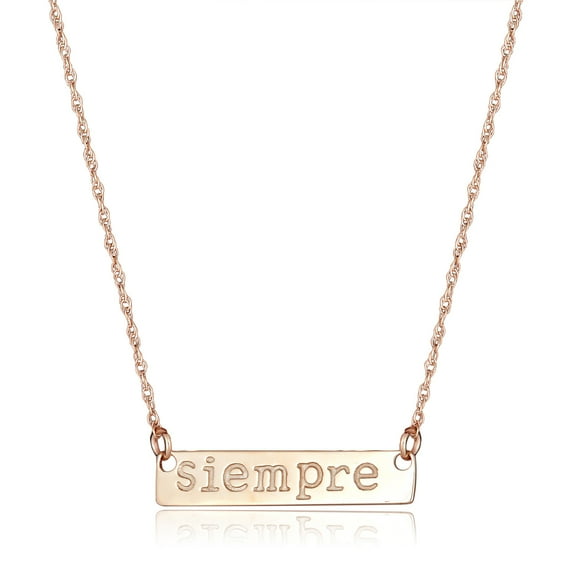 AVORA 10K Yellow Gold "Siempre" (Always) Bar Pendant Necklace with 16" Chain
