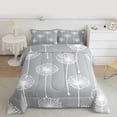 thumbnail image 4 of Manfei Grey Dandelion Child Queen Comforter Set, Spring Plant Botanical Bedding Comforter Set, Cartoon Theme Reversible Bedding Set, Microfiber Bedroom Decor, 3 Pieces, 4 of 8