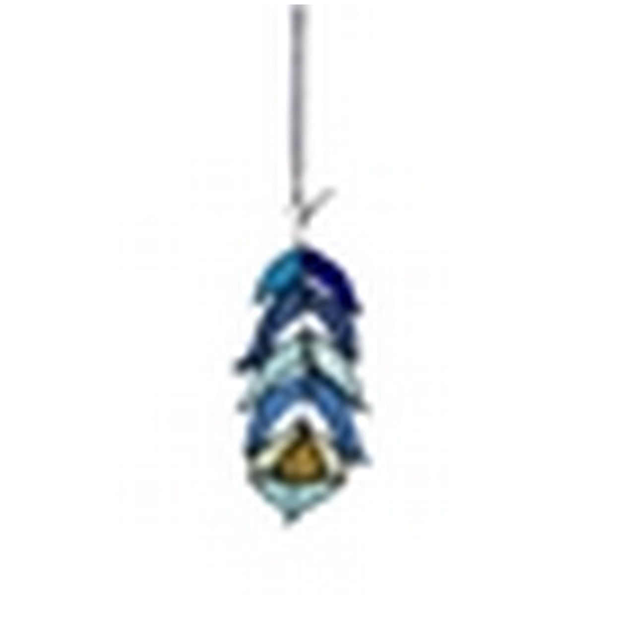 CHLOE Lighting FEATHER Tiffany-Style Stained Glass Window Panel 7" Tall, Black