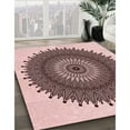 thumbnail image 2 of Ahgly Company Indoor Round Patterned Pink Area Rugs, 4' Round, 2 of 6