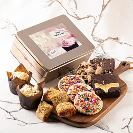 Dulcet Gift Baskets Classic Mother’s Day Fresh Baked Cookie & Brownie Gift Tin- Perfect Mother’s Day Celebration Card for Women Mom Friend Daughter Sister Co-worker