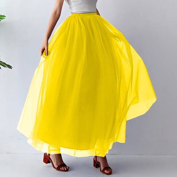 Tennis Skirts for Women Summer Fashion Mid Length Tutu Dress Adult Mesh Skirt for Women Contemporary Evening Wear Unique Skirt Yellow One Size