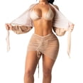 thumbnail image 2 of Leutsin Women's Solid Color Net Yarn Sunscreen Set Swimsuit Four Piece Set, 2 of 8