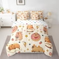 thumbnail image 2 of Homewish Cartoon Capybara 7pcs Bedding Comforter Set For Children Teens,Strawberry Donuts Dessert Queen Bedding Sets Super Cozy,Cute Stars Print Queen Sheet Sets,Breathable Home Decor,Reversible, 2 of 8