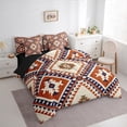 thumbnail image 3 of jejeloiu Southwestern Aztec Geometric 7-Piece Bedding Comforter Set,Rustic Western Boho King Bedding Sets,Orange Beige Triangle Rhombus Bed Sheets For Teens,Ultra Soft Home Decor Reversible, 3 of 8
