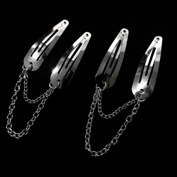 2 uds Clips de Metal para el cabello, cadena de Color plateado, pasadores para el cabello con forma de corazón cruzado, Clips con colgante, accesorios para el cabello para niñas, pinzas para el cabell
