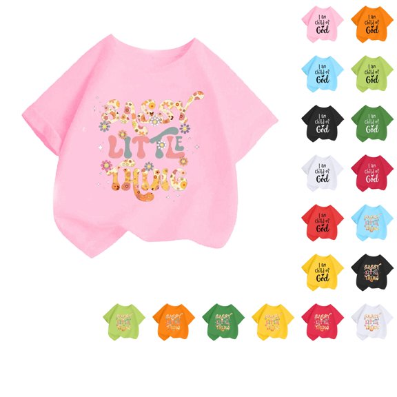 SUXIAN Kids T-shirts Kid Girls Cute Fashion Printed Round Neck Short Sleeve Tee Summer Casual Loose T Shirt Tops Cartoon Print Summer Tops for Kids Pink_002 10-12 Years