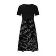 thumbnail image 4 of QIPOPIQ Robes Midi pour Femmes à Étages à Manches Courtes Imprimé Tendance Décontracté Robe d'Été à Col Rond Robe Patchwork Offres 2023, 4 of 4