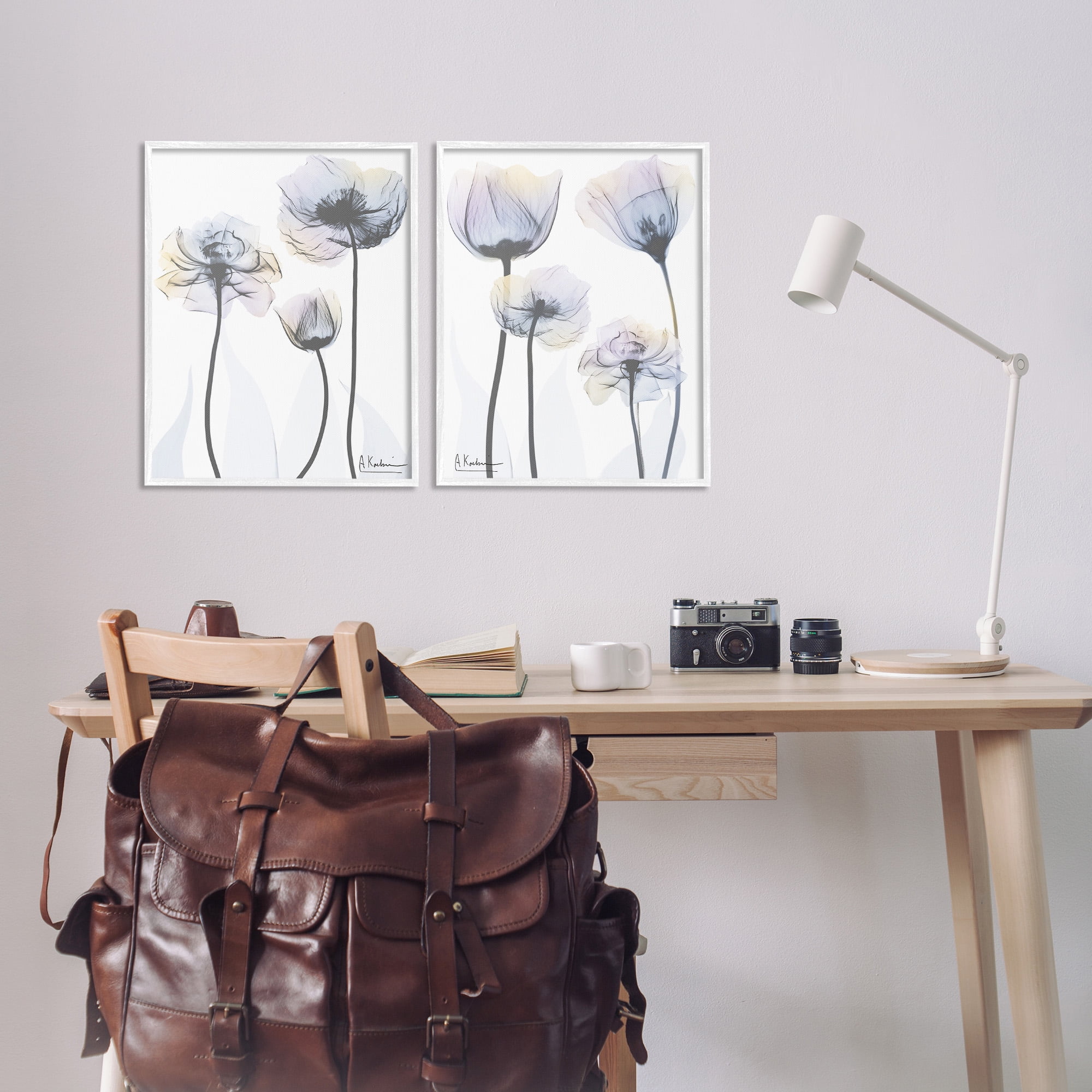 Stupell Industries Modern X-Ray Blooms Botanical & Floral Photography White Framed Art Print Wall Art, 16 x 20, Set of 2