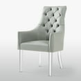 thumbnail image 2 of Inspired Home Gideon PU Leather Dining Chairs Acrylic Leg Swoop Arm (Set of 2), Gray, 2 of 9
