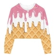 thumbnail image 3 of FKELYI Crop Tops Hoodies with Strawberry Cream Waffles Size 11-12 Years Soft Home Crewneck Sweater Girls Stretchy Casual Party Hooded Pullover Tops, 3 of 5