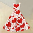 thumbnail image 2 of Women Off-Shoulder Sleeveless Dress Valentine's Day Heart Print Party Dresses Swing A Line Elegant Evening Prom Party Dress Vermilion L, 2 of 4