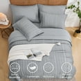 thumbnail image 2 of Flymme Gray Stripe Comforter Set King Size, 7 Piece Boho Bed in a Bag King Comforter Sets with Sheets ,Lightweight Shabby Chic Bedding for Bedroom, 2 of 8