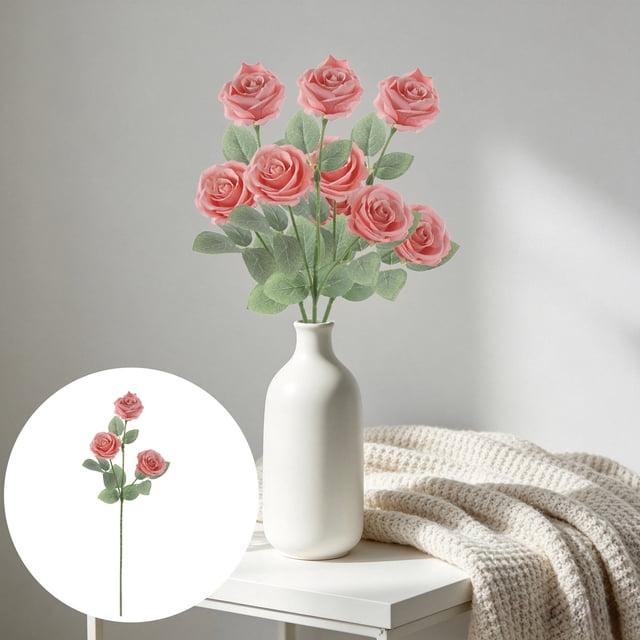 Artificial 3 Heads Roses Artificial Flower For Home Decoration