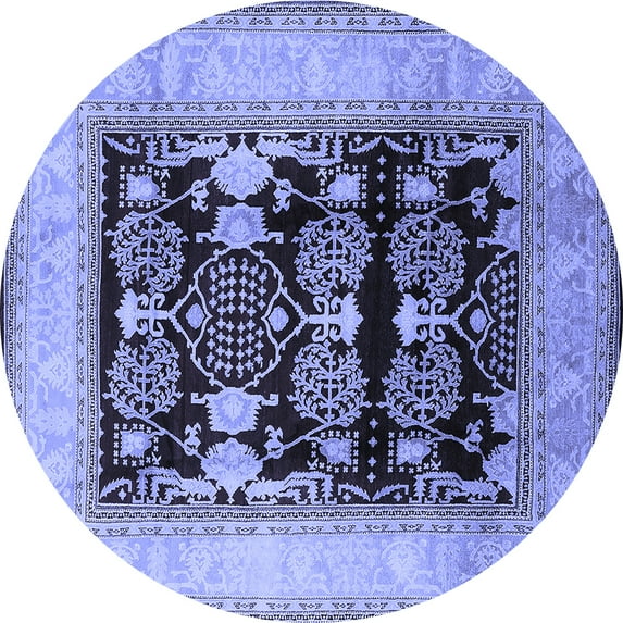 Ahgly Company Indoor Round Oriental Blue Industrial Area Rugs, 3' Round