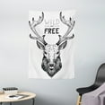 thumbnail image 1 of Adventure Tapestry, Artistic Deer Head Tribal Sketch with Antlers Inspirational Wild and Free Phrase, Wall Hanging for Bedroom Living Room Dorm Decor, 40W X 60L Inches, Black White, by Ambesonne, 1 of 2