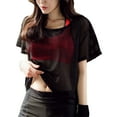 thumbnail image 2 of Top de malla para mujer, camiseta de malla holgada de secado rápido de manga corta para verano, Fitness, Yoga, ciclismo, negro, M, 2 of 12