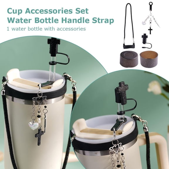 FurNest 5pcs Cup Accessories Set for Cup 20oz& 30oz& 40oz, Includes 10mm Straw Covers, Water Bottle Handle Strap, Cute Charm And Silicone Boot for Brown Cup Access