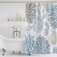 thumbnail image 4 of Blue Beige Coastal Turtle Waterproof Fabric Shower Curtain,Ocean Coral Nautical Waterproof Fabric Shower Curtain for Bathroom Curtains Bathtubs Hotel Shower Curtains with 12 Hooks Long 72x78in, 4 of 8