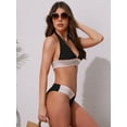 thumbnail image 4 of DARING DIVA Women's Color Block Wavy Stripes Bikini Sets Small Black, 4 of 6