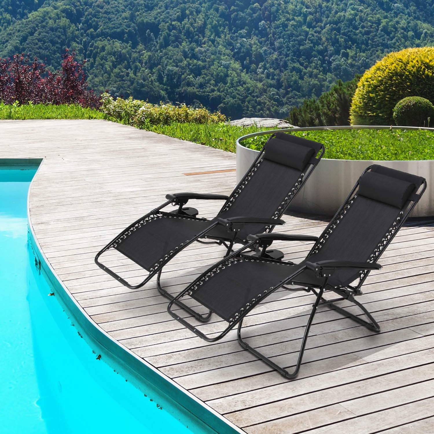 Ollieroo Zero Gravity Chairs Case Of 2 Black Lounge Patio Chairs Outdoor Yard Beach Walmart Com Walmart Com