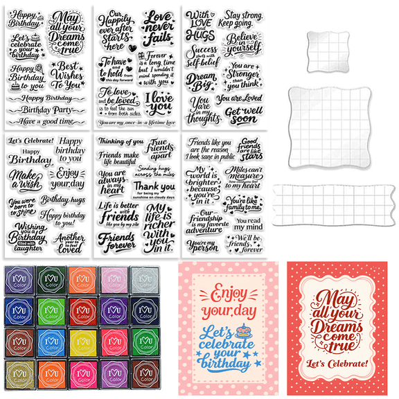 6 Pcs Greeting Words Clear Stamps