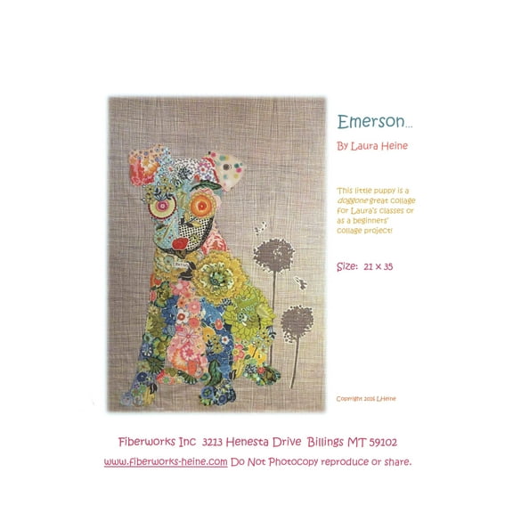 Emerson Puppy Fused Fabric Collage Quilt Pattern by Laura Heine of Fiberworks