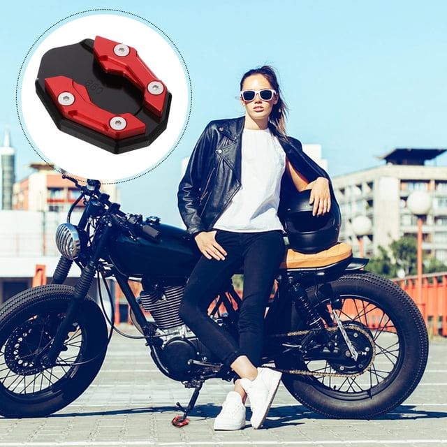 VERDANVERSE Motorcycle Kickstand Stand Support Plate Kickstand Pad Motorcycle Red 1PCS