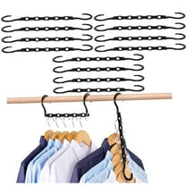 12 Pack Plastic Space Saving Hangers, Sturdy Cascading Hangers Organizer Closet Space Saver 80% and Wrinkle Free Clothes, Multi Collapsible Hangers for Heavy Clothes, Shirts, Pants, Black