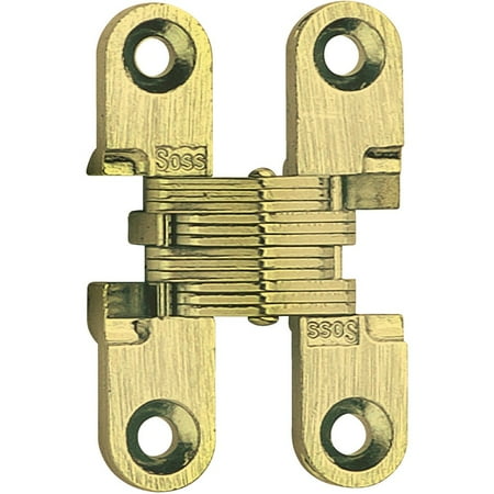 1PK SOSS Satin Brass 1/2 In. x 1-1/2 In. Invisible Hinge, (2-Pack)