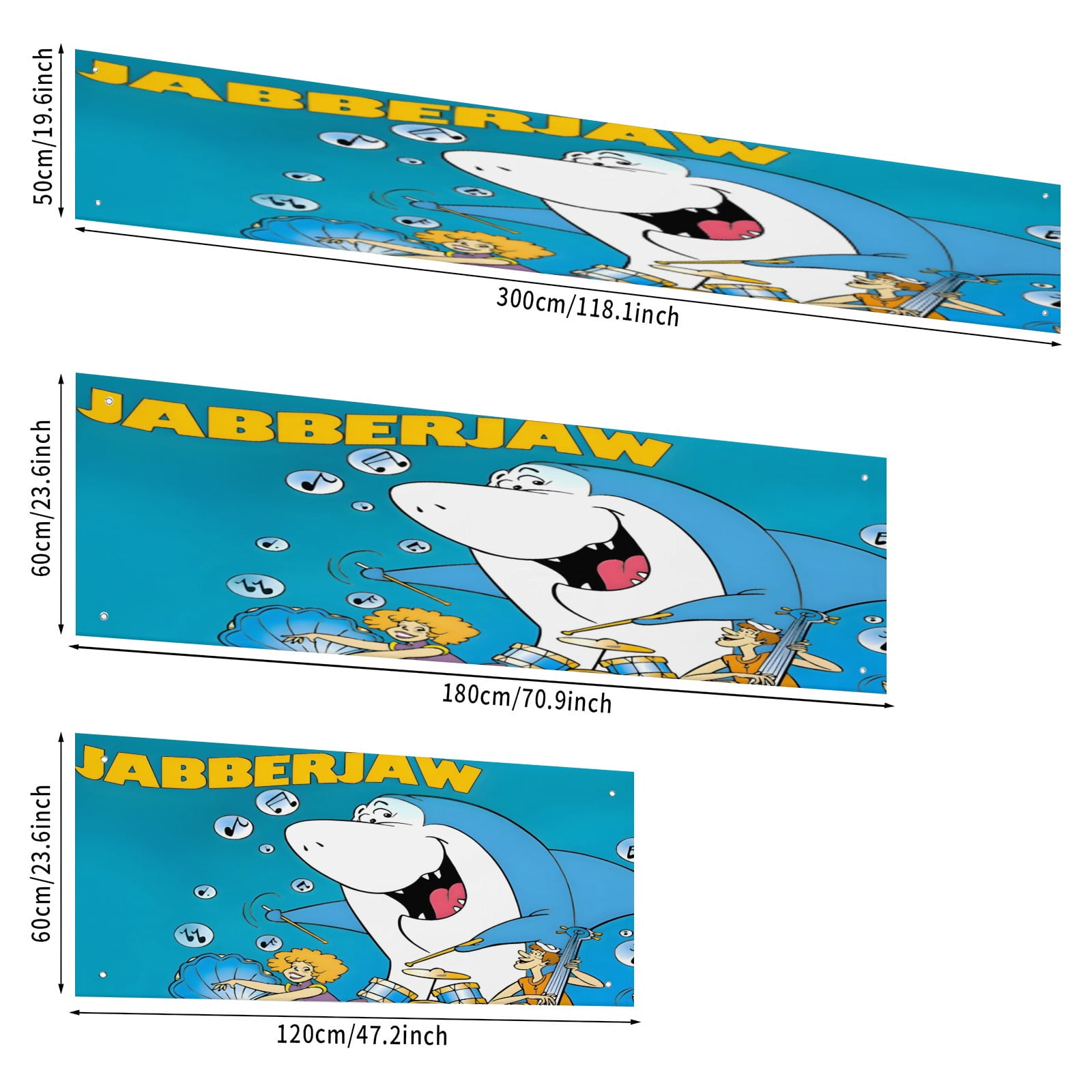 Jabberjaw-Theme Backdrops Banner Birthday Party Decor Supplies Personalized Party Backdrop Decoration,5x3ft（150x90cm）