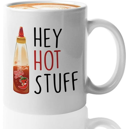 

Foodies Coffee Mug-I Love It-Foodie Gourmet Epicure Connoisseur Glutton Food Lovers Gourmand Gastronome Pancake Donut Tacos-Hey Hot Stuff 11 Oz