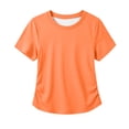 thumbnail image 5 of Girls Shirts Side Ruched Short Sleeve Crewneck Fitted Tops Casual Summer Soft Tee Clothes 5-12 Years, 5 of 6