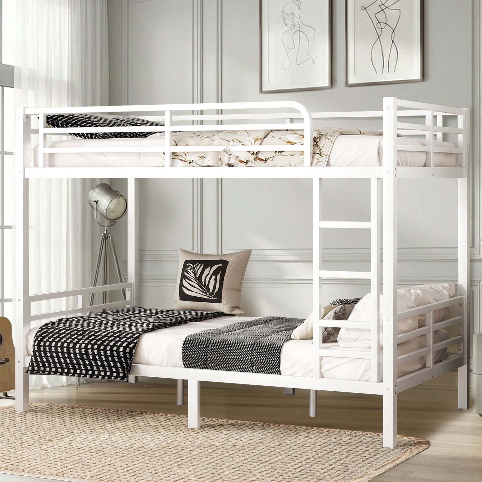 Ktaxon Twin Bunk Bed for Kids, Toddlers & Juniors with Guardrails