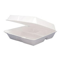 Dart Foam Hinged Lid Containers, 3-Compartment, 8.38 x 7.78 x 3.25, 200/Carton -DCC85HT3R