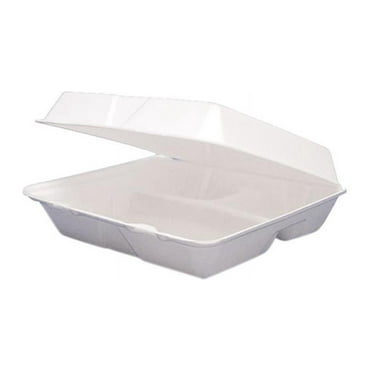 Dart Foam Hinged Lid Containers, 3-Compartment, 8.38 x 7.78 x 3.25, 200/Carton -DCC85HT3R