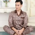 thumbnail image 1 of Conjunto de pijama de satén para hombre, ropa de dormir con estampado de 2 piezas, para estar en casa, novedad de verano, 1 of 4