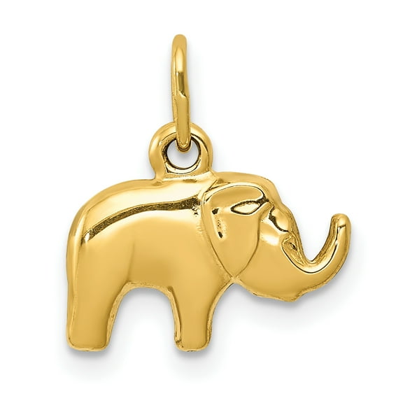 14k Yellow Gold Elephant Charm Pendant