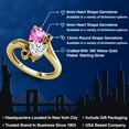 thumbnail image 2 of Gem Stone King 18K Yellow Gold Plated Silver Pink Mystic Topaz White Moissanite and Black Diamond Ring for Women (1.78 Cttw, Heart Shape 6MM, Gemstone Birthstone, Size 6), 2 of 6