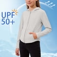 thumbnail image 2 of Rvasteizo Kids Plain Jacket Zip Hooded UPF50 Sun Protection Breathable Outerwear for 3-15Years, 2 of 5