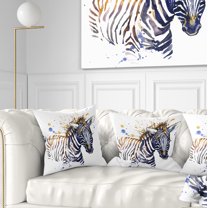Designart Little Zebra Illustration Art - Animal Throw Pillow - 18x18