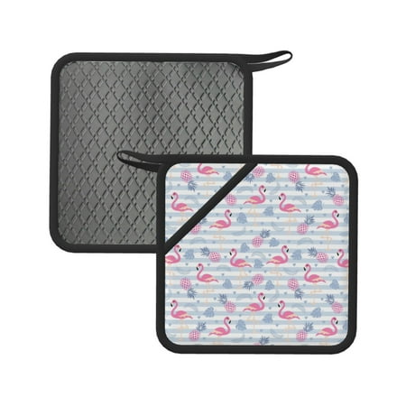 

2PCS Pot Holders for Kitchen - Heat Resistant Silicone Pot Holders with Hanging Loop Flamingo and Pineapple Non Slip Oven Hot Pads Potholders for Decor Baking Cooking Kitchen