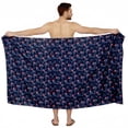thumbnail image 5 of LA LEELA Men's Swimwear Beach Summer Pareo Long Sarong Wrap One Size Blue, Leaves Vacation Holiday Aloha, 5 of 5