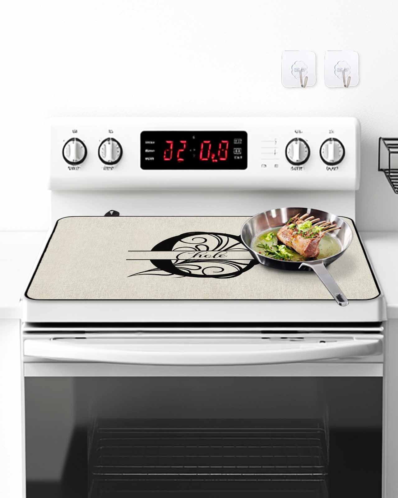 Stove Top Covers for Electric Stove, Letter C Glass Stovetop Cover Protector, Monogram Words Induction Cooktop Protector Oven Mat for Kitchen Countertop 24"x21"