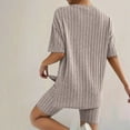 thumbnail image 5 of Pajamas for Women Set 2 Piece Ribbed Knit Matching Outfits T Shirt Biker Shorts Sleepwear Sweatsuits Womens Pajama, 5 of 7