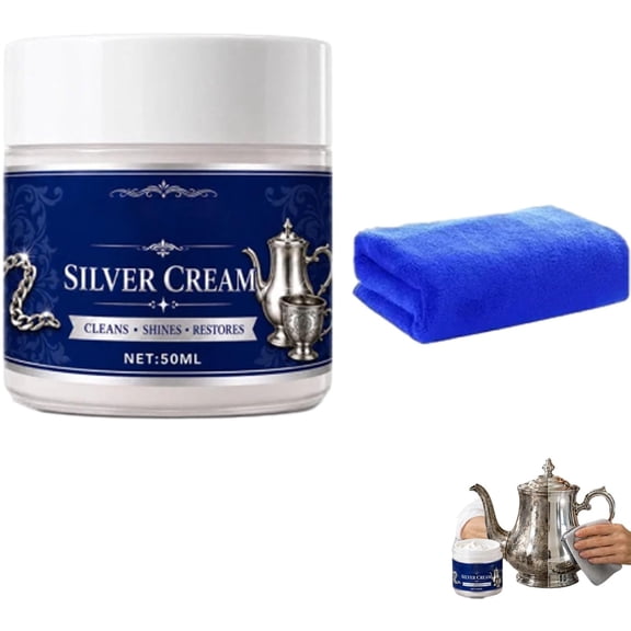 Silver Restoration Paste Cream - Professional Silver Polish & Cleaner Paste, Removes Tarnish and Oxidation From Jewelry, Silverware, Cutlery