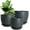 Black With Green Speckles, variant on Plant Pots 10/9/8 inch, Set of 3 Modern Decorative Plastic Planters with Drainage Holes and Saucers for House Plants Indoor Flowers Plants, Blue