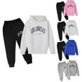 thumbnail image 5 of LIUYUNNN Kids Boys Girls Sweatsuit Set 2PC Long Sleeve Letter Pullover Hoodie Sweatpants Warm Fall Winter Clothes Toddler Boy Clothes 9-10 Years Boys Girls Fall and Winter Outfits, 5 of 5