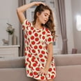 thumbnail image 3 of Yiaed Tomatoes And Chili Print Women's Loose-Fit Short Sleeve Nightgown, Soft and Comfortable Sleep Dress for Relaxation and Sleepwear, 3 of 6
